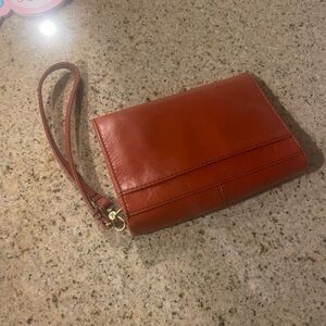 HOBO Classic Red Leather Wristlet